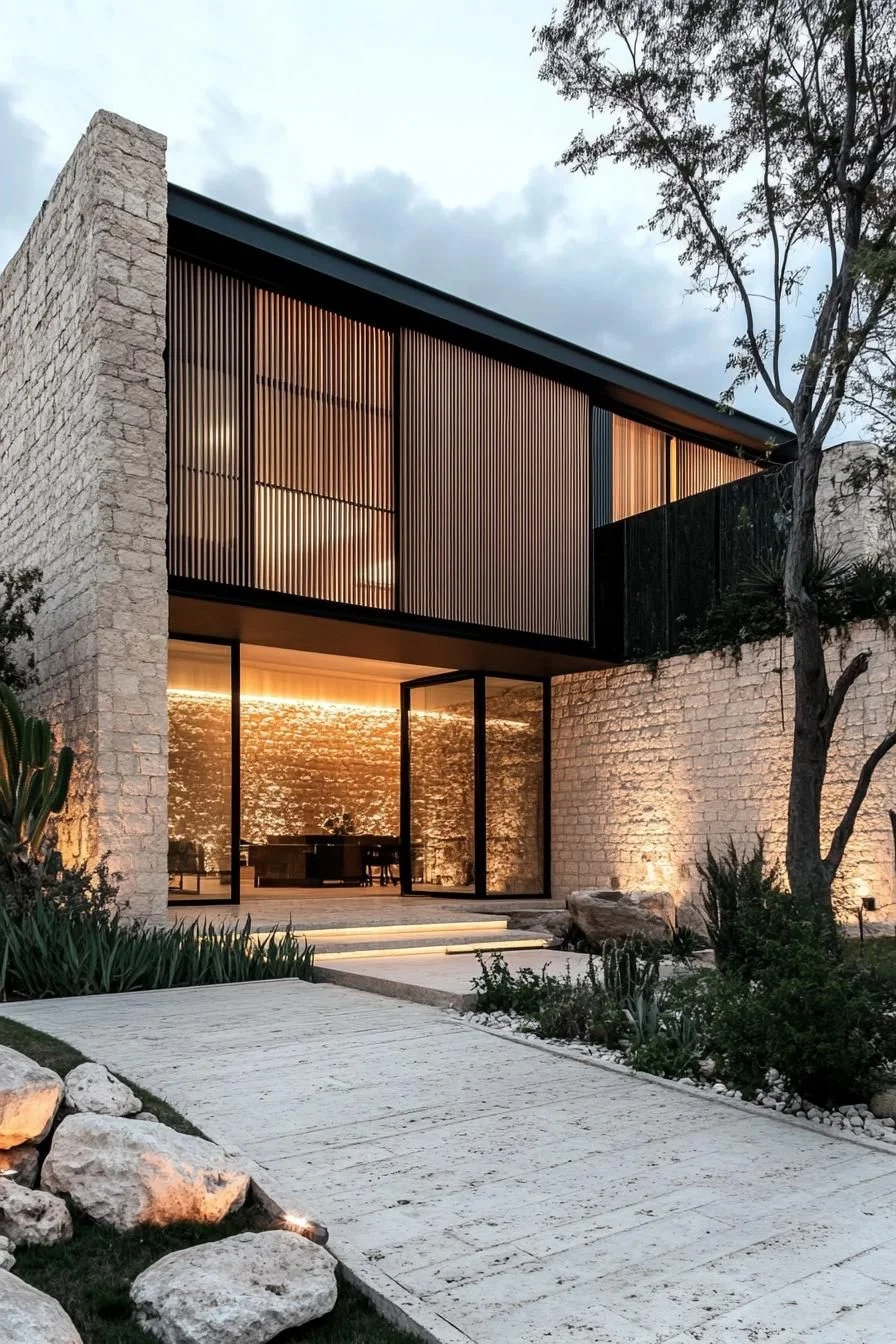 Stone and Glass at Twilight