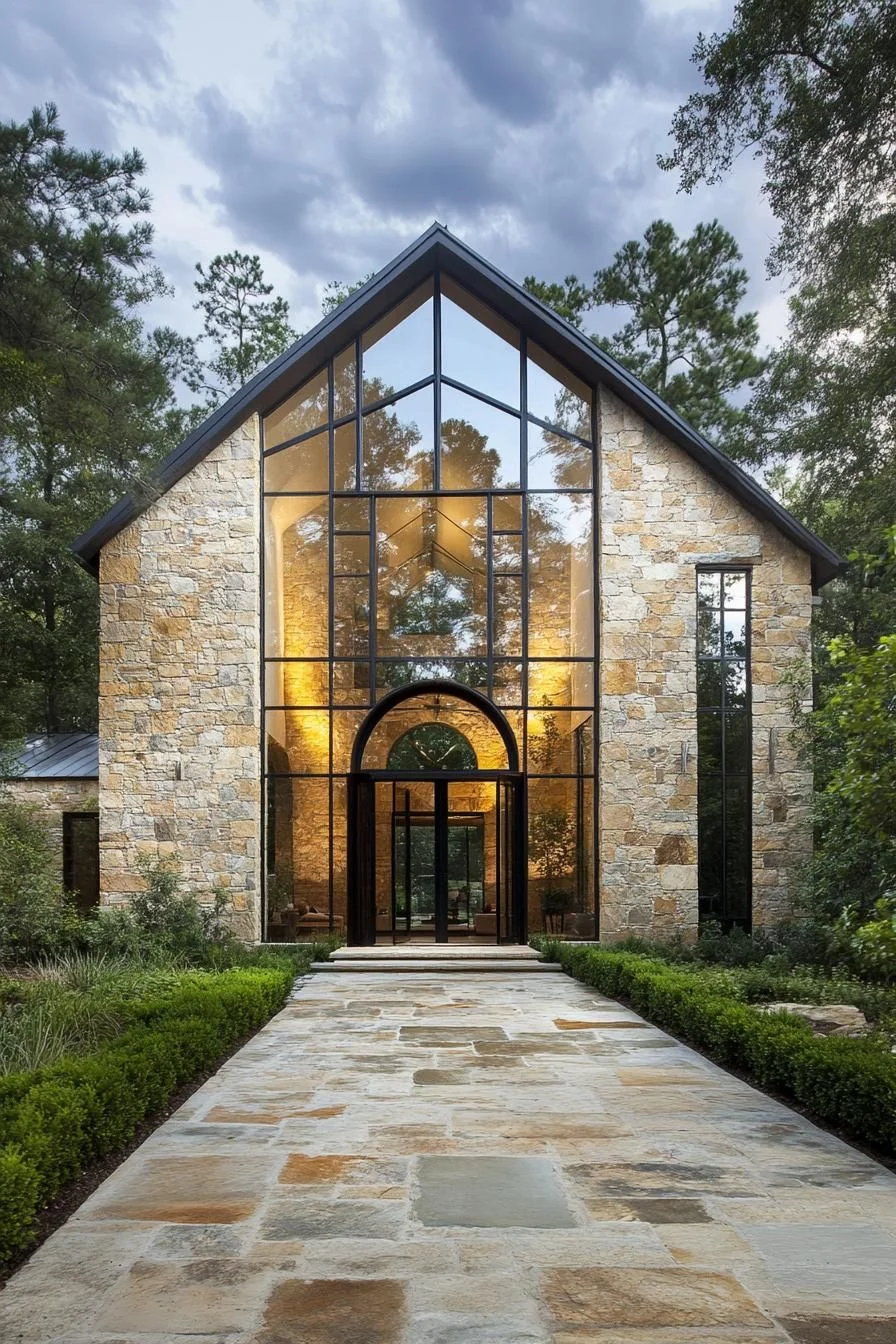 A Peaceful House Of Glass And Stone