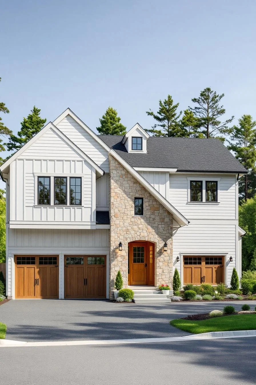 Stone Details Bring Suburban Calm