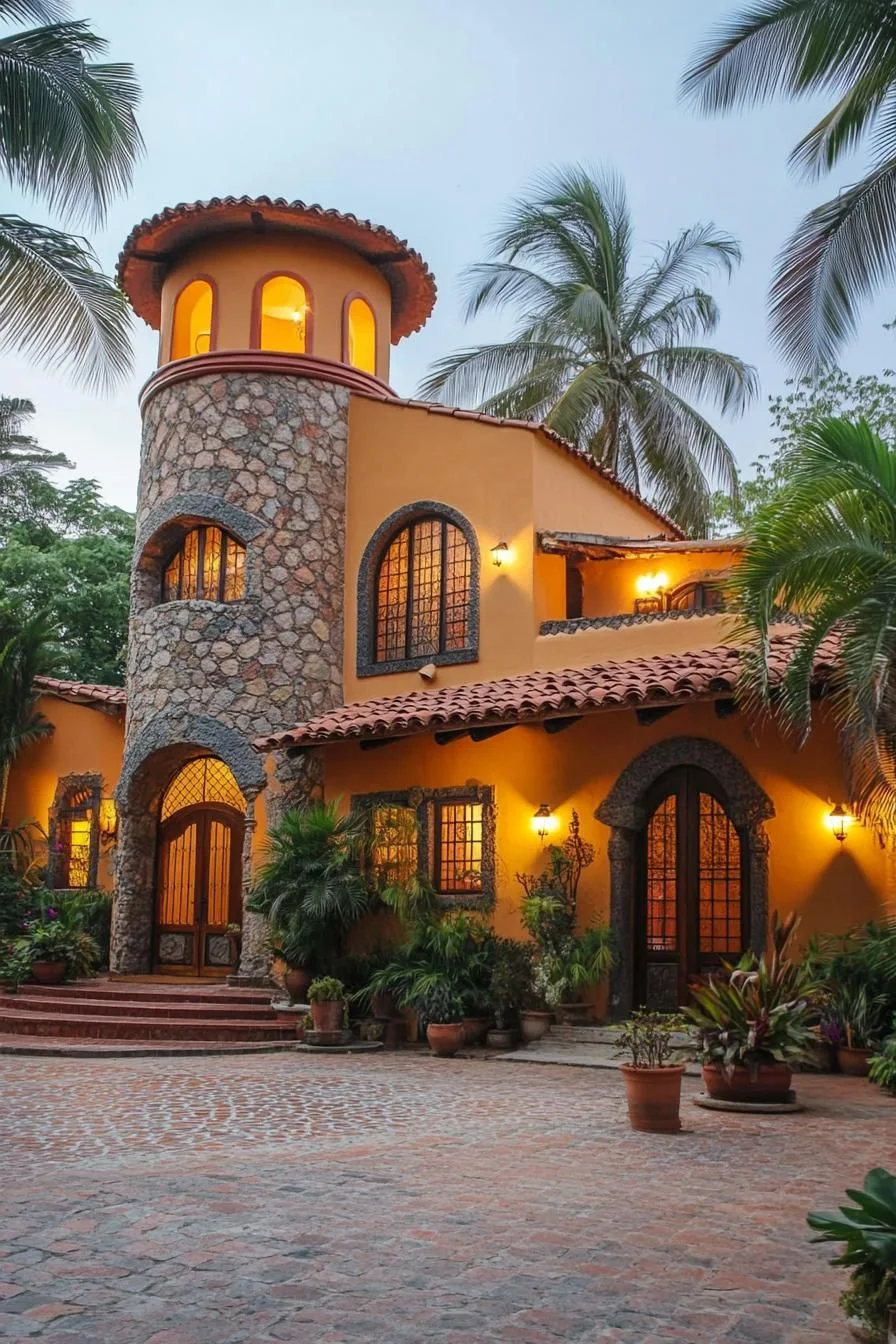 A Stone Tower Home in a Tropical Setting