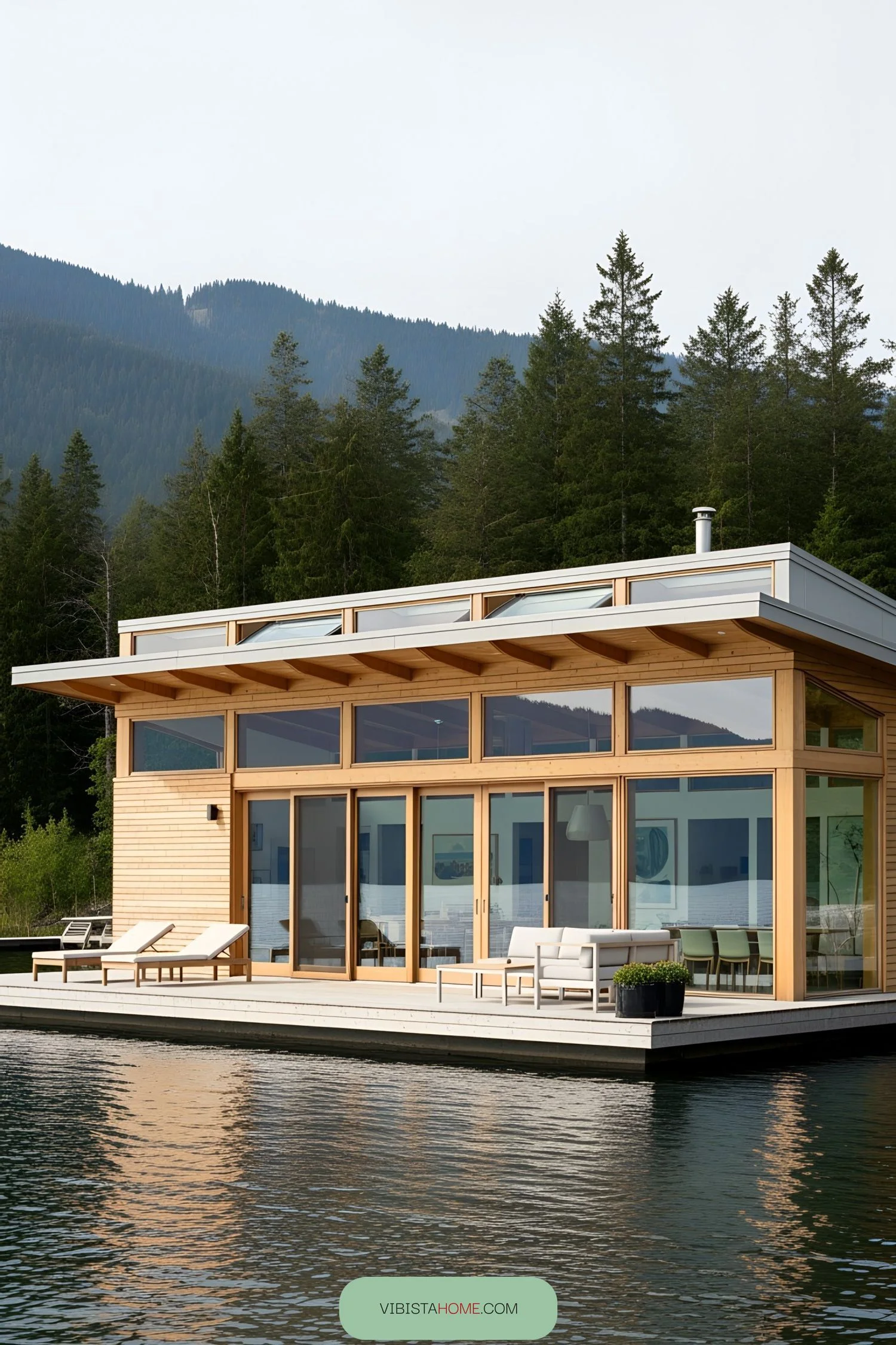 Stylish Wooden Retreat on Whispering Waters