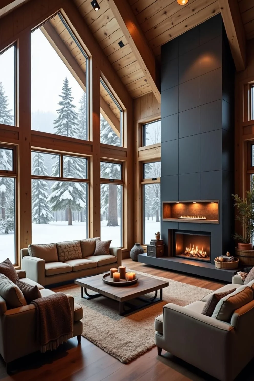 A Glass-Walled Retreat by the Hearth