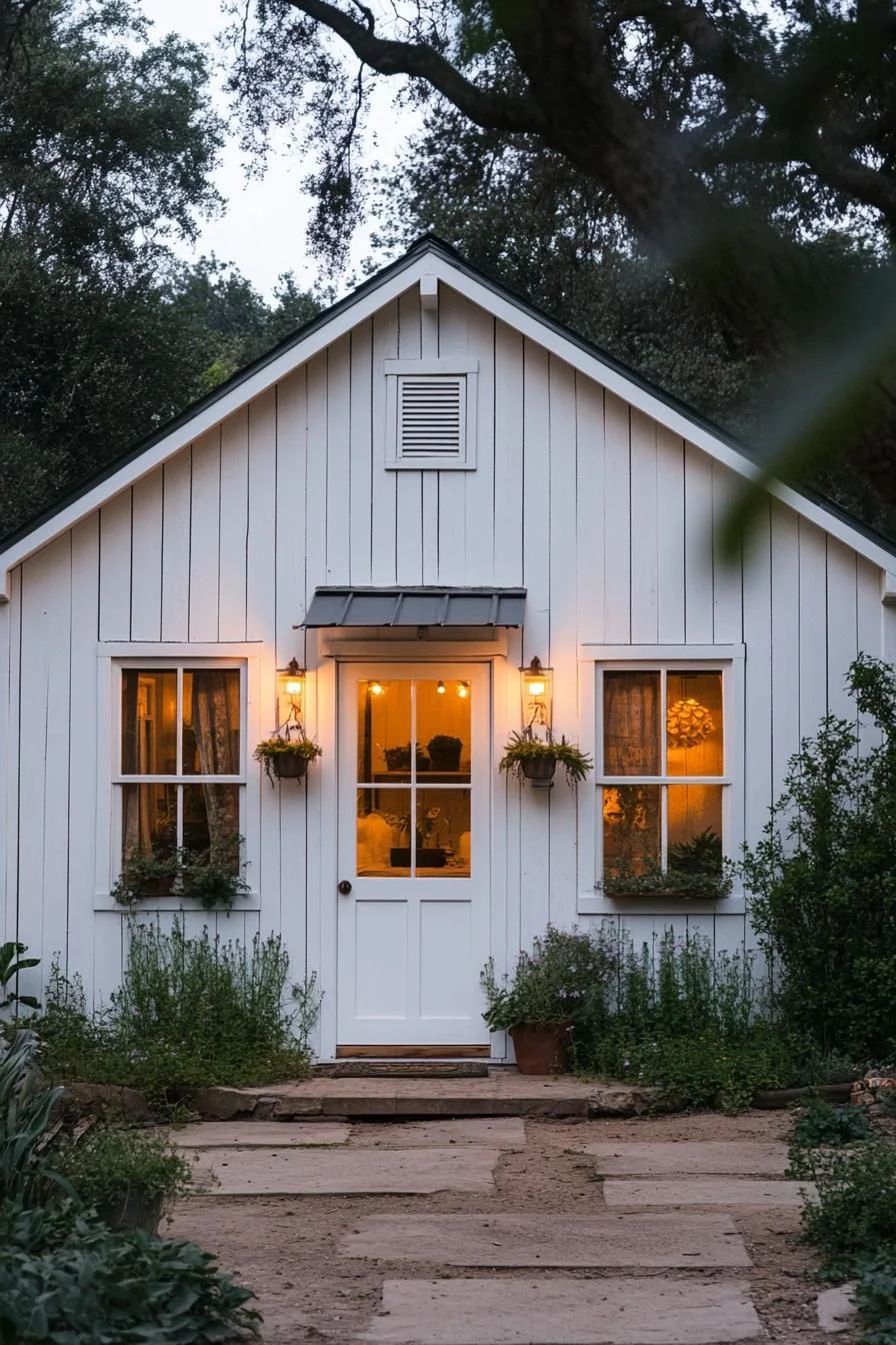Cottage Glowing With Fairy Lights