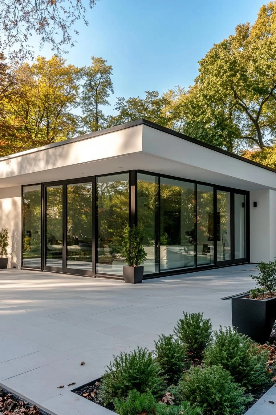 A Glass-Front Bungalow Reflecting Nature