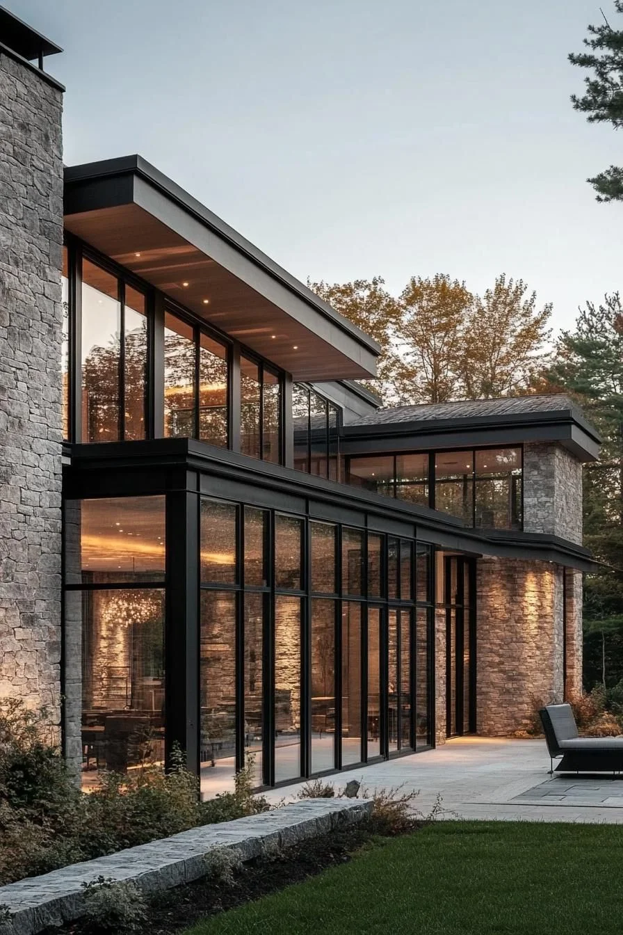 Stone Facade With Large Glass Windows - photo 2