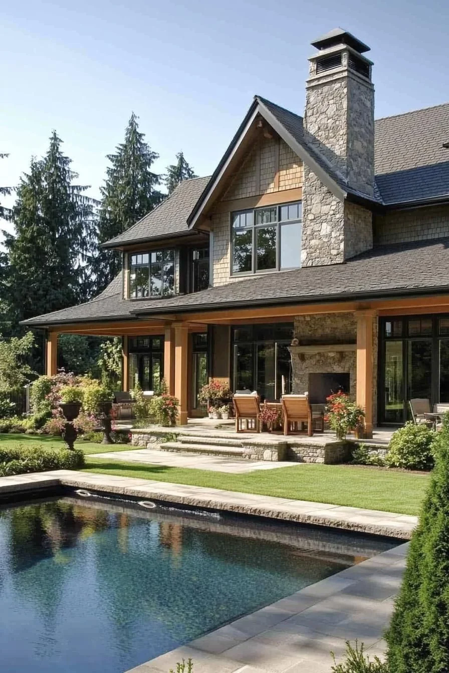 Gabled Home With a Poolside View
