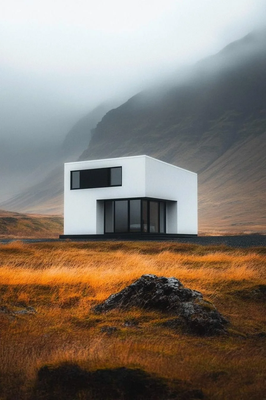 A White Cube Hideout in Golden Fields