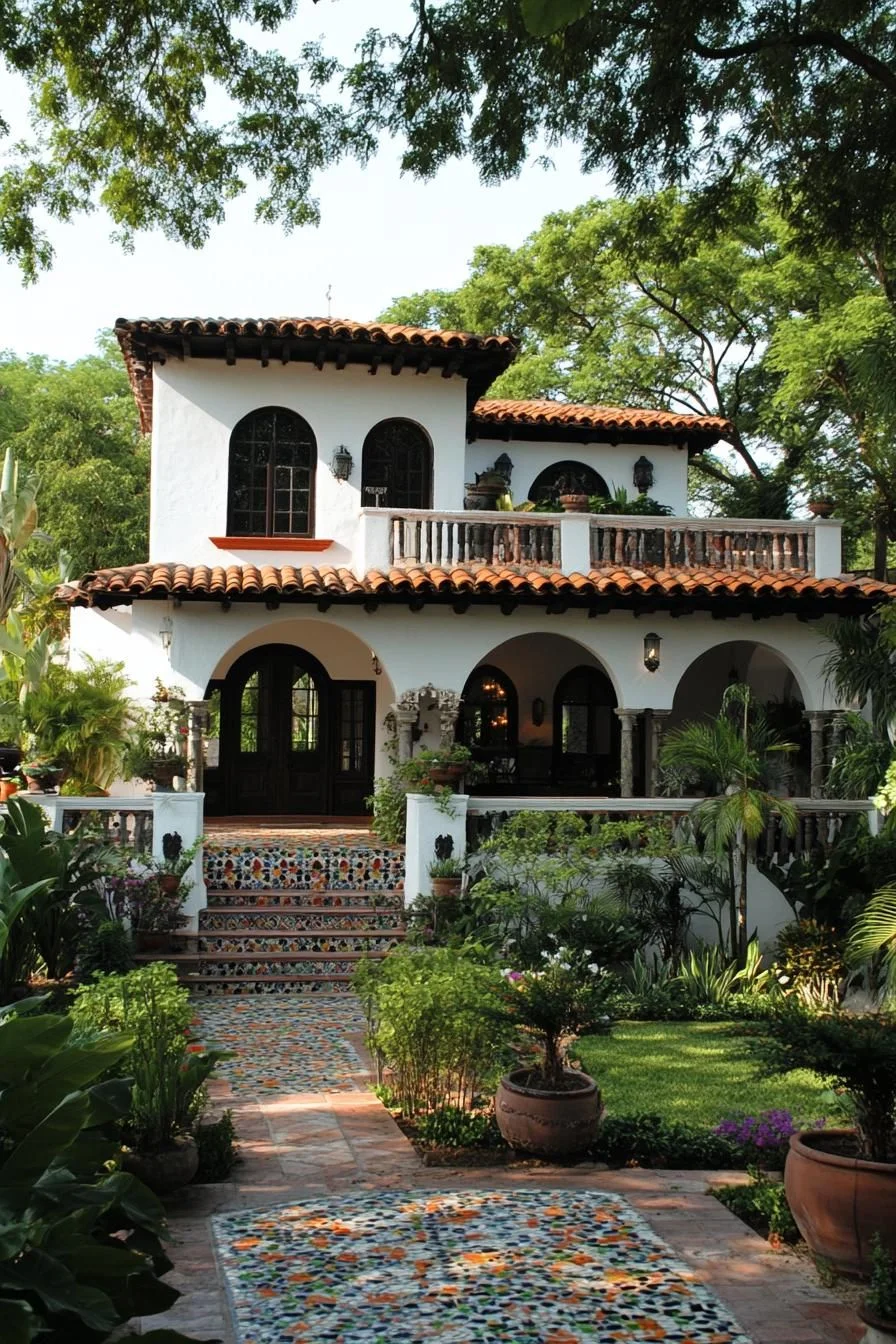 A Mexican Home With Tiled Walkways