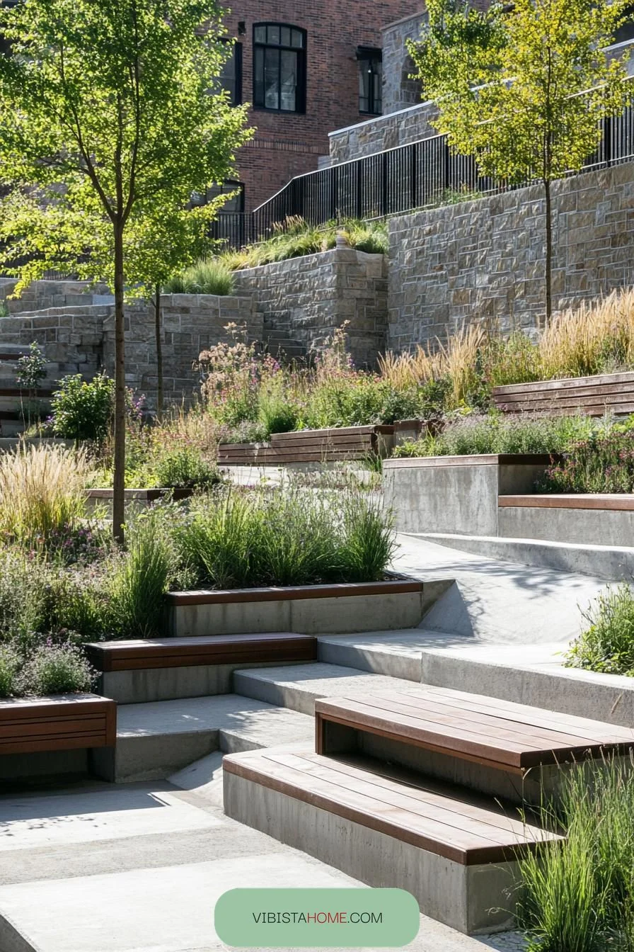Stepped Seating in Lush Green Layers