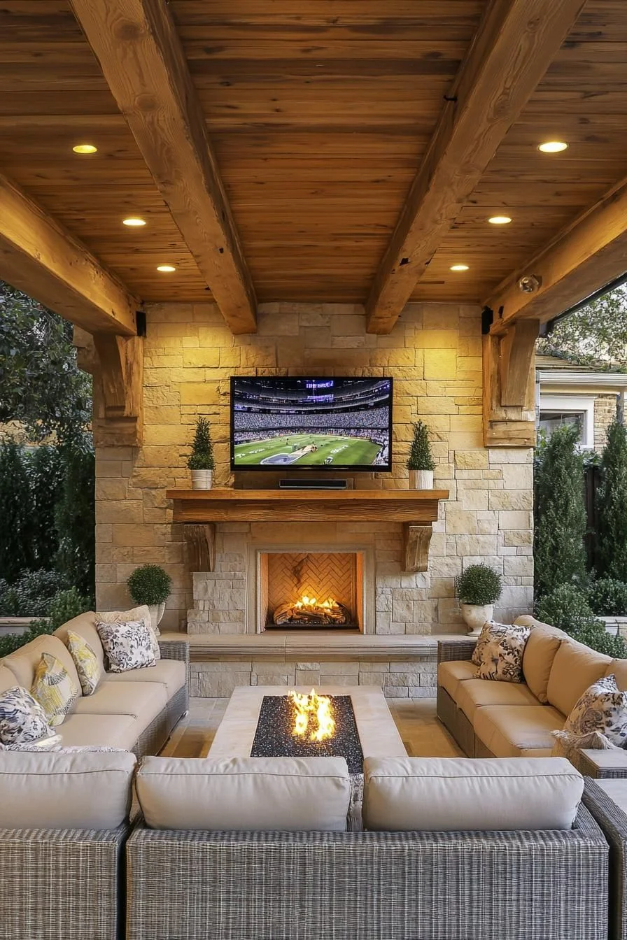 Under the Wooden Sky: A Cozy Alfresco Hearth