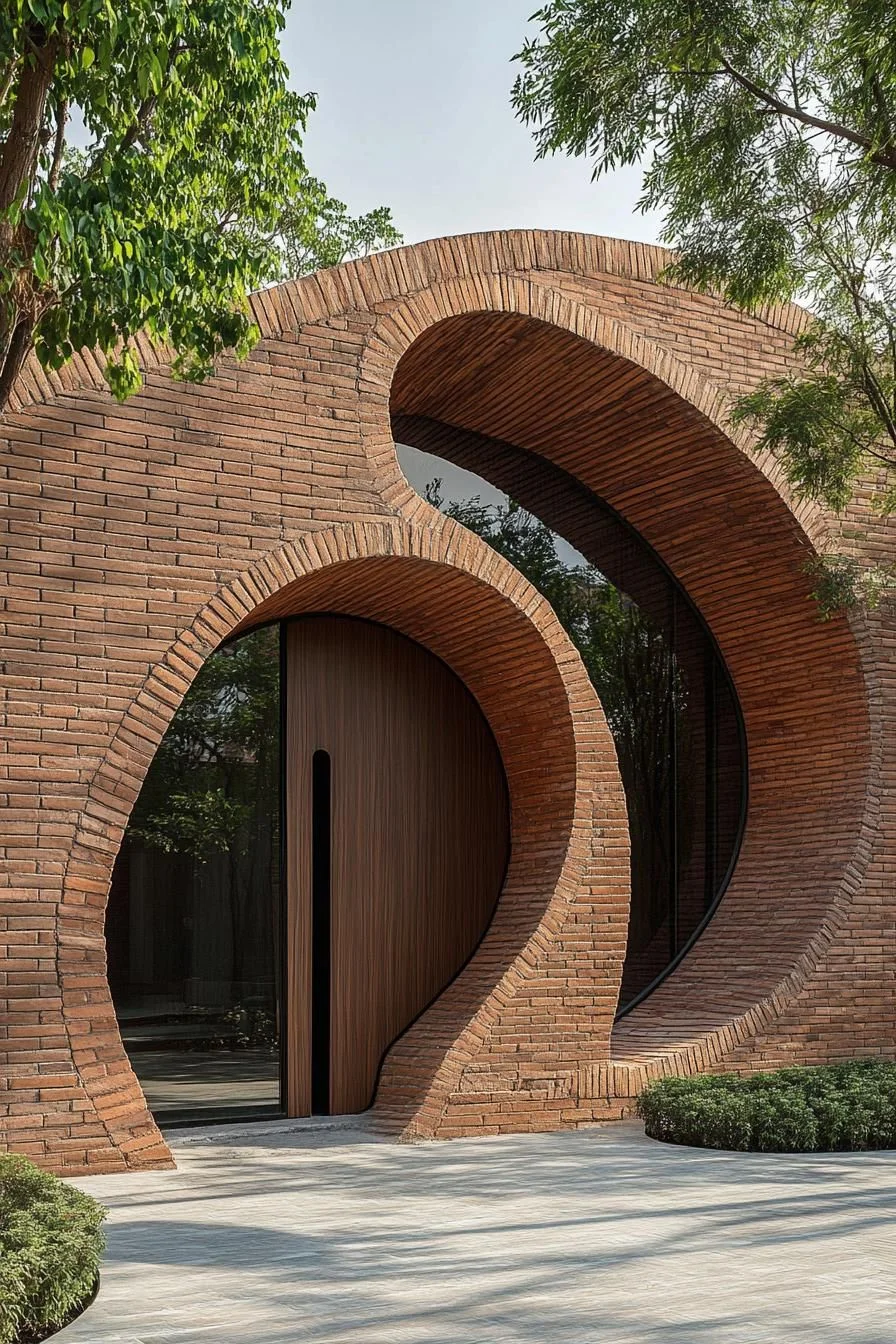Curved Brick and Chic Windows