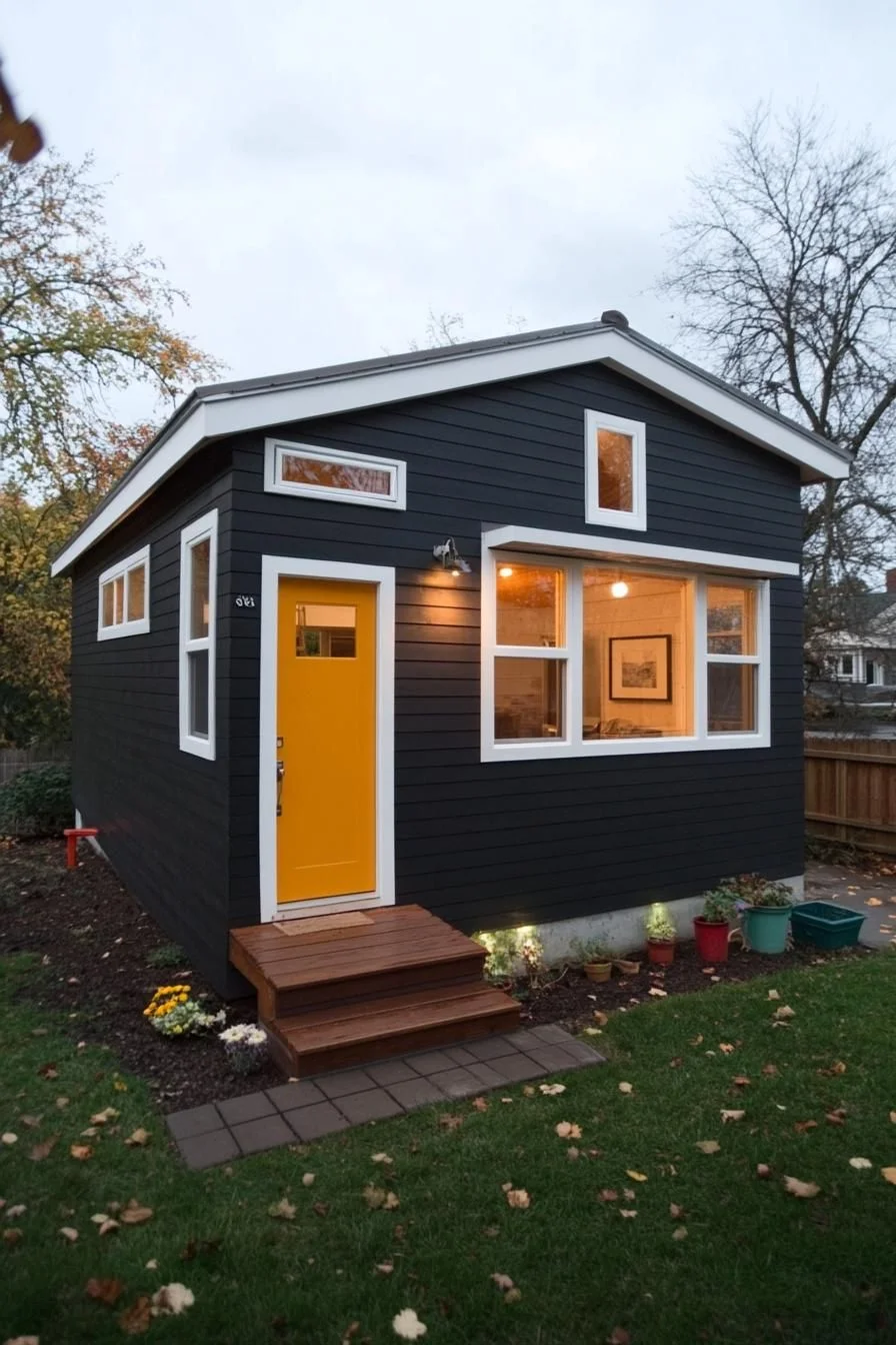 62) A Black Box Home with a Sunny Door
