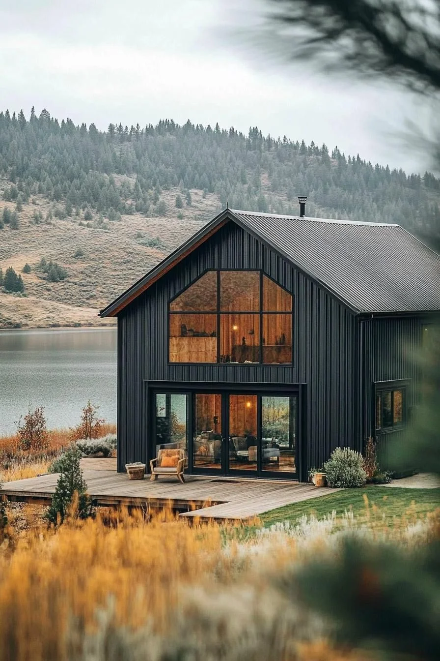 A Metal Home Set Along the Lakefront