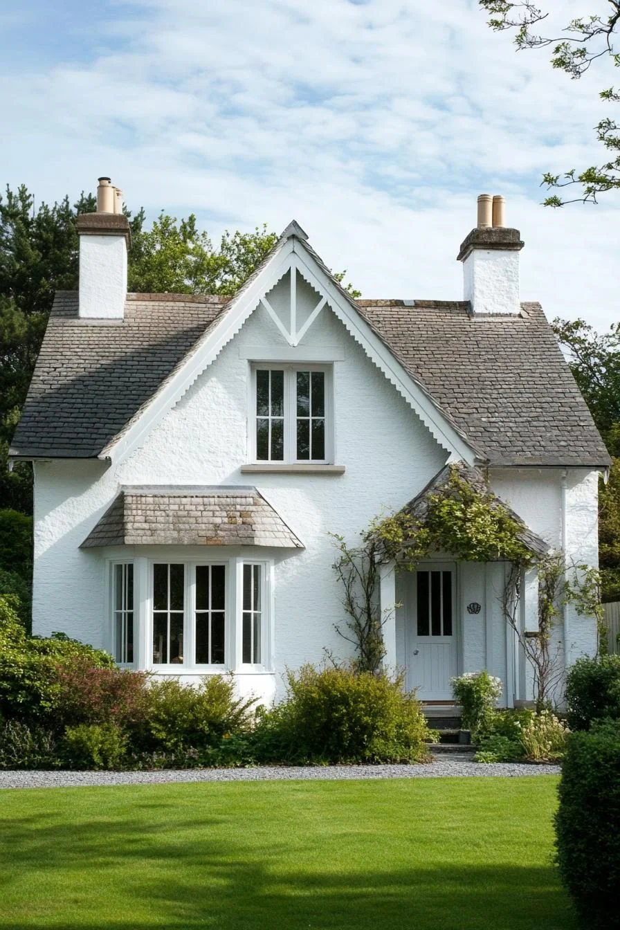 White Cottage With Dormer Window Charm