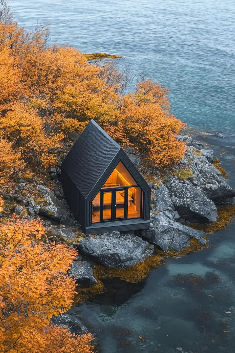 A Cozy Hut Along a Rocky Cove