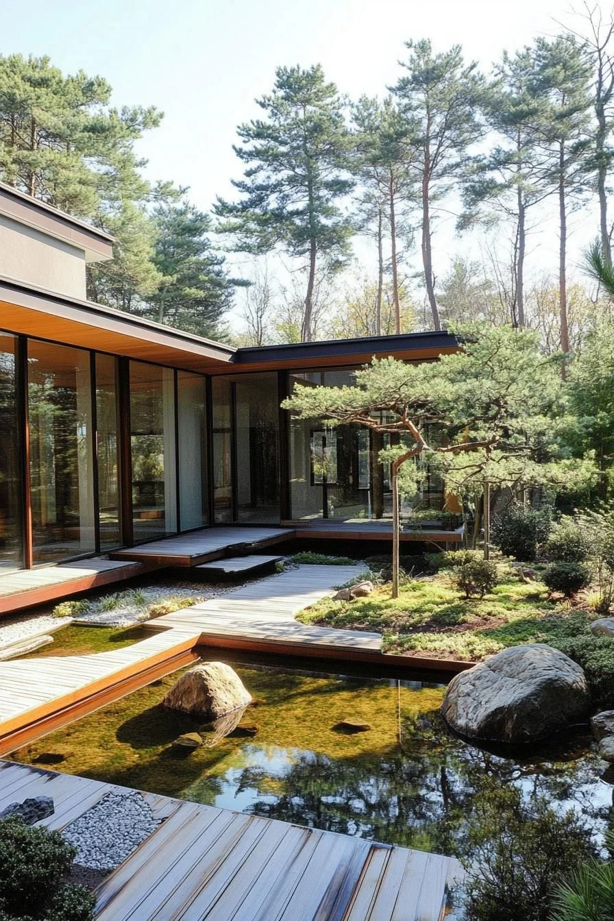 Pines and Wooden Planks in Step