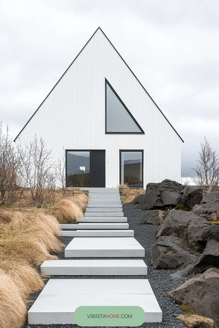 39) Modern Scandinavian A-Frame Chic Retreat