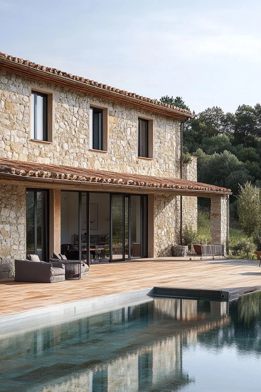 A Peaceful Stone Retreat with a Splash of Water