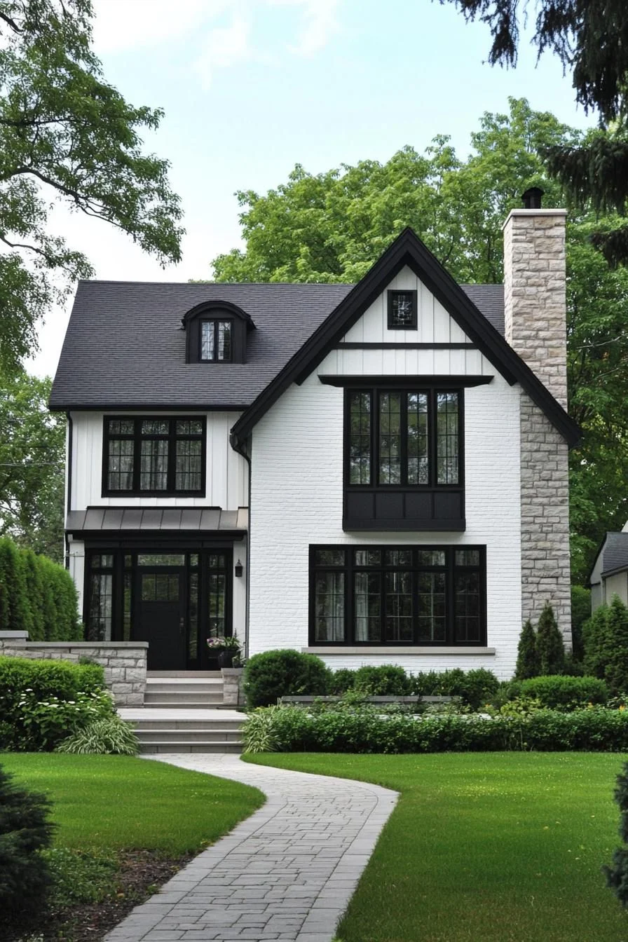 52) White Exterior With Sleek Black Lines