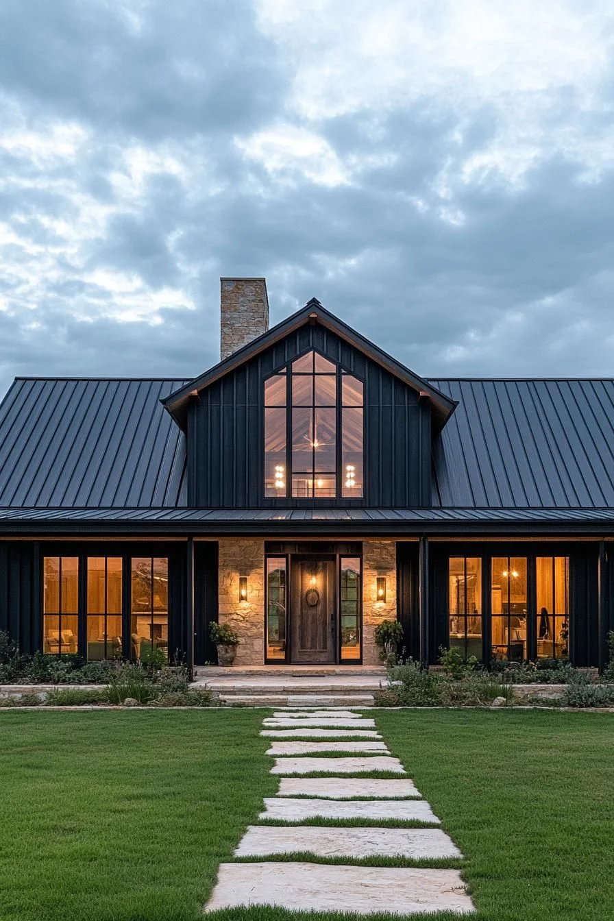 An Elegant Metal Home With Stone Details