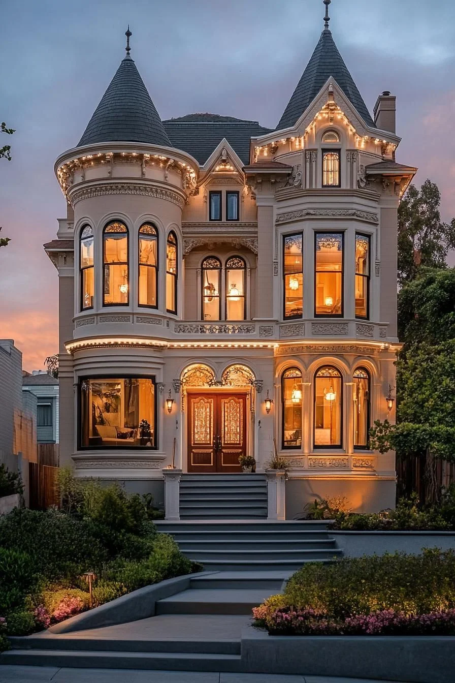 A Dreamy Victorian Mansion at Dusk