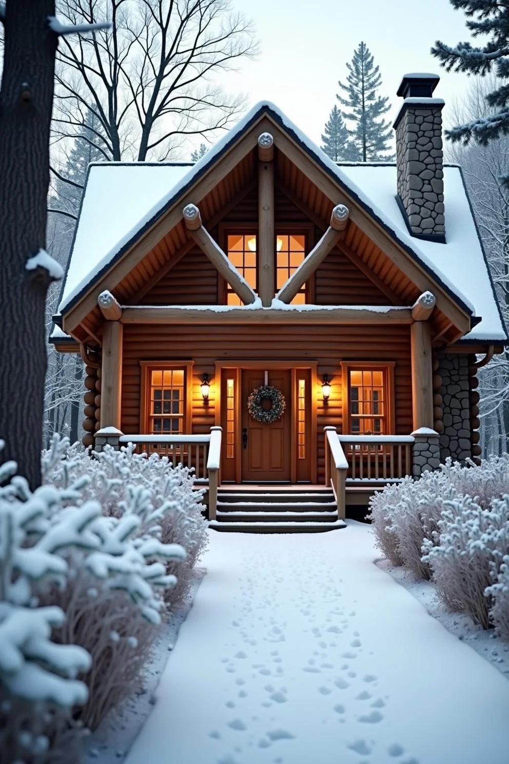 A Cozy Cabin Deep in Snowy Woods