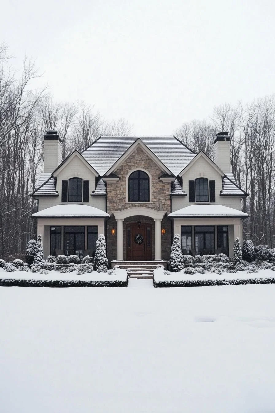 A Stone Chalet Set in Quiet Snow