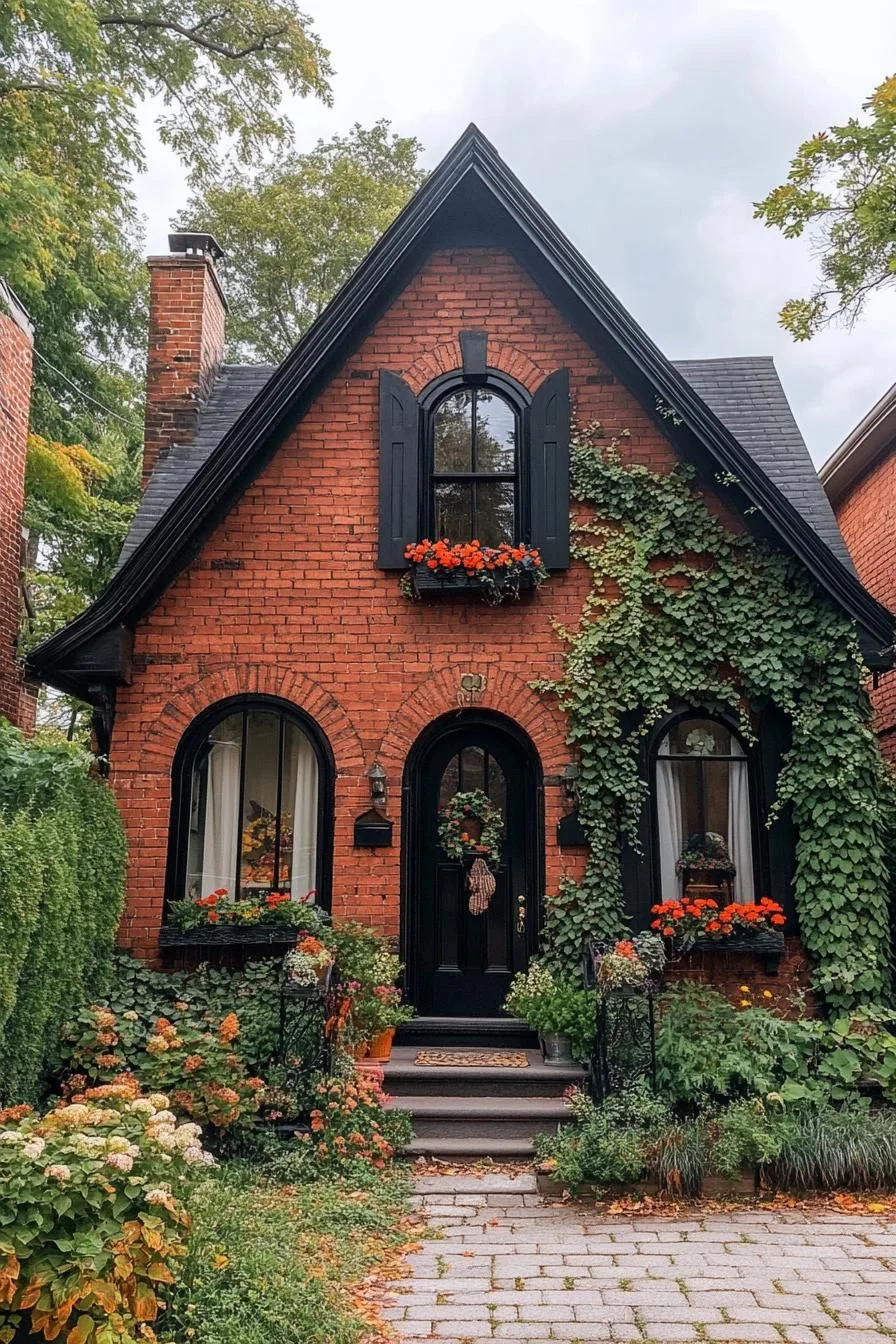 A Cottage Surrounded by Dark Blossoms