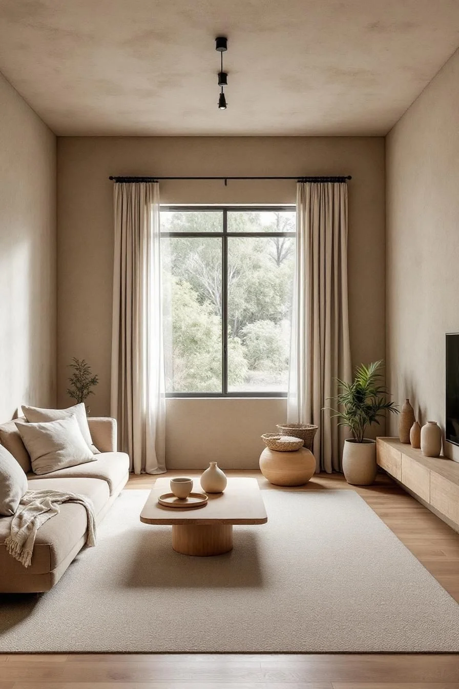 A Tranquil Wabi Sabi Lounge in Earth Tones