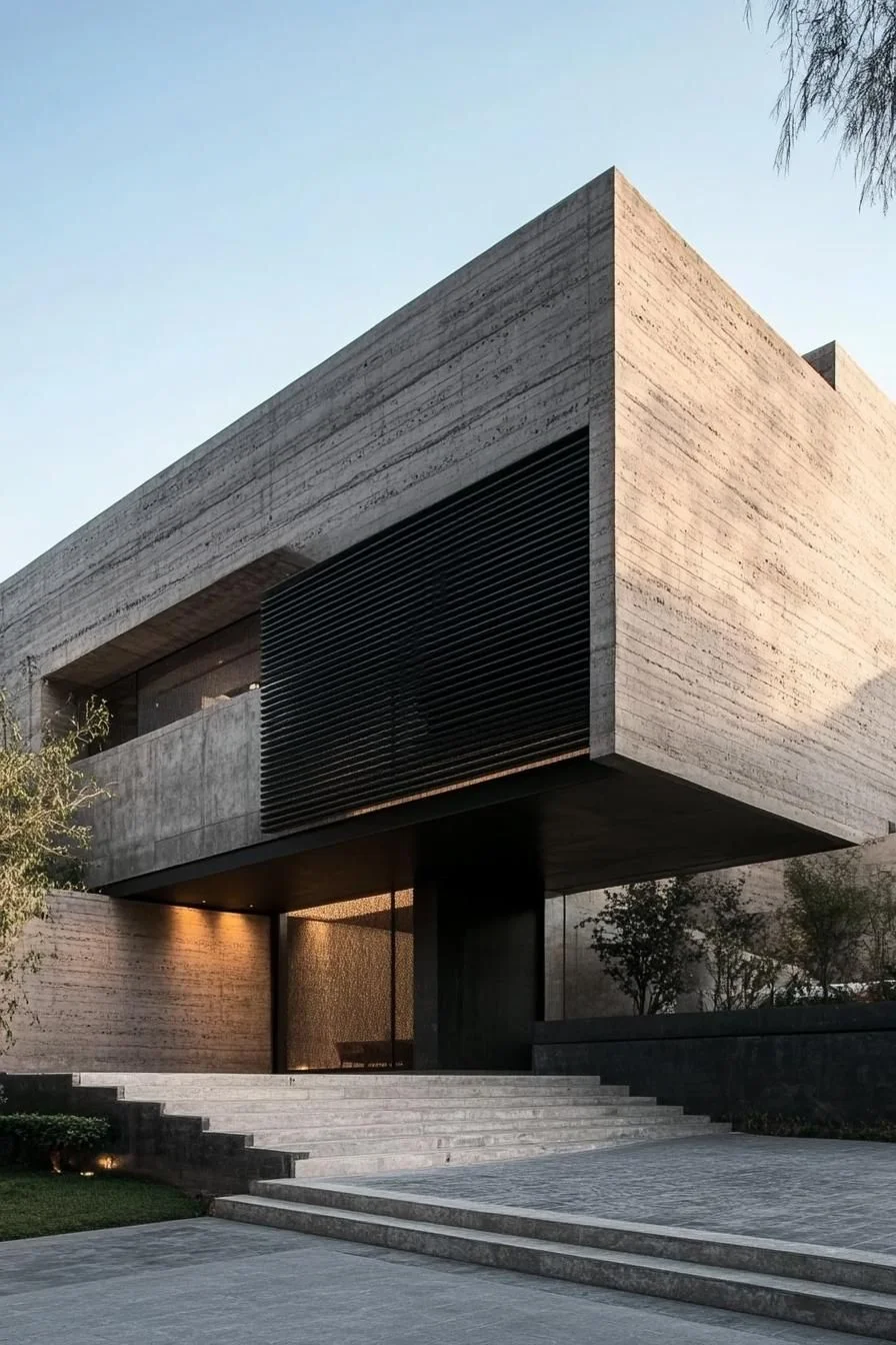 A Concrete Home Surrounded By Nature