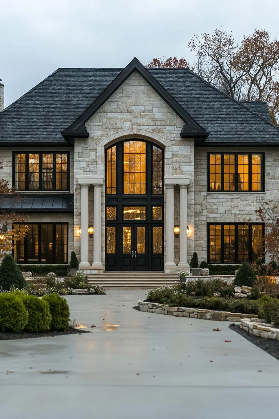 A Grand Abode with a Stone Archway