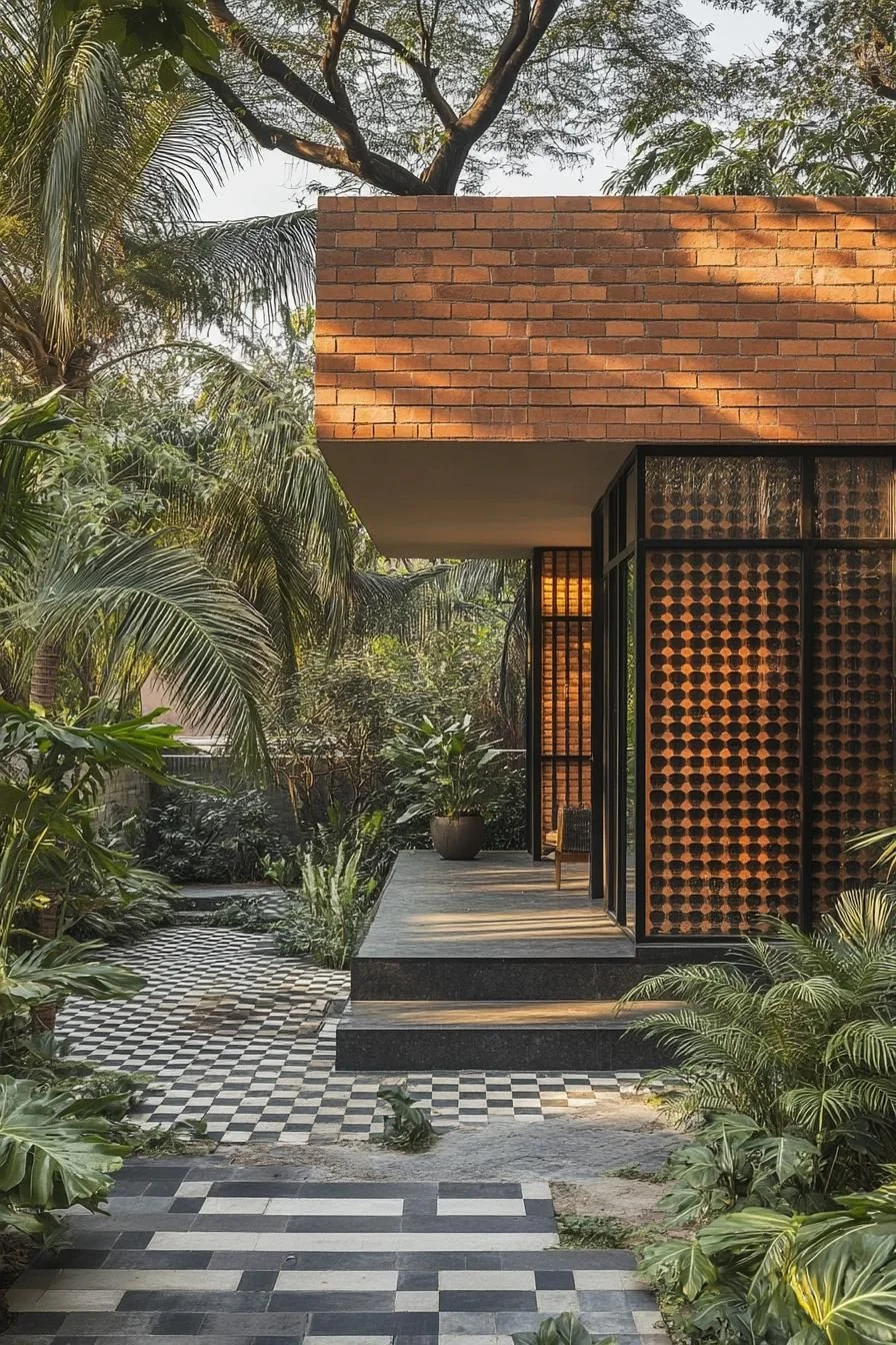 Brick Facade Tucked in Foliage