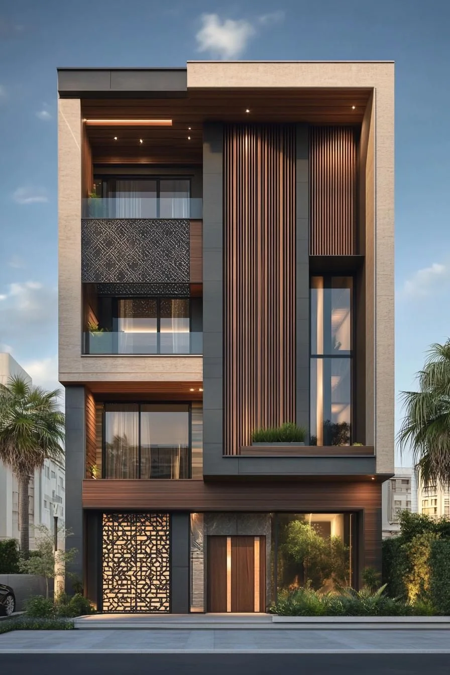 Urban Facade with Timber Accents