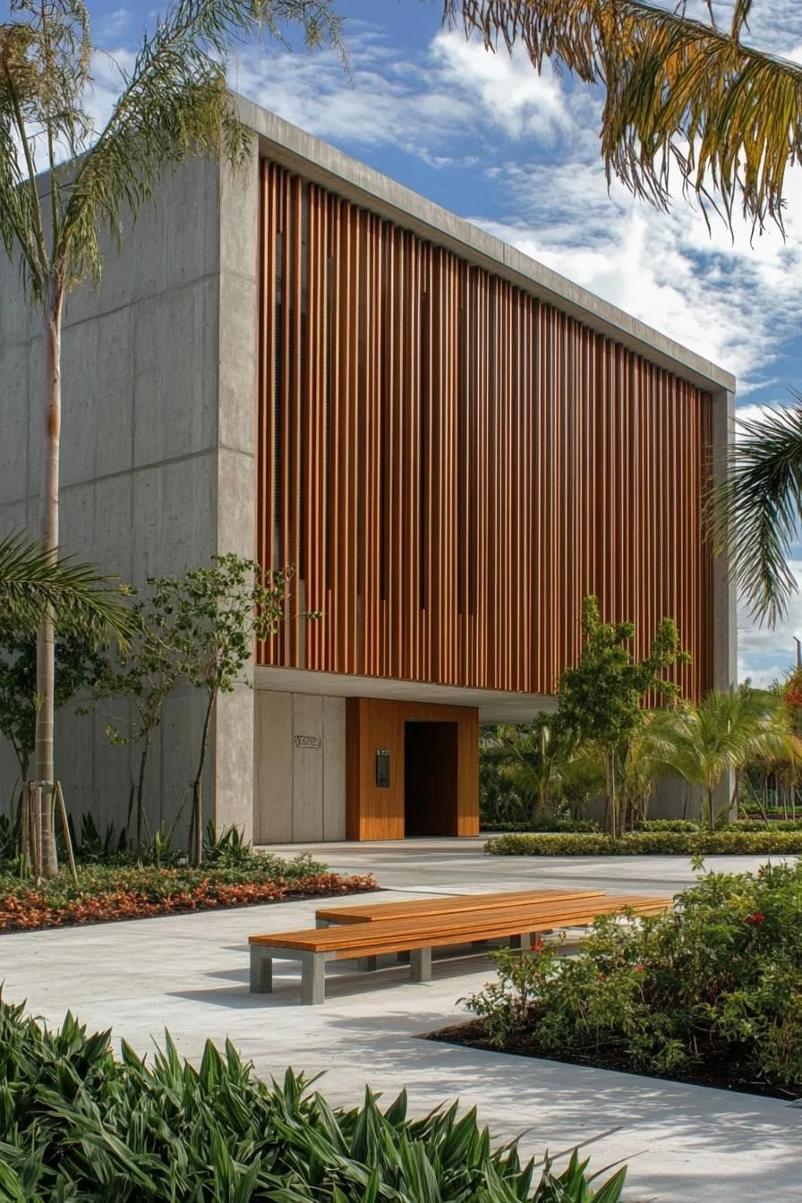 Sunlit Slatted Facade Style
