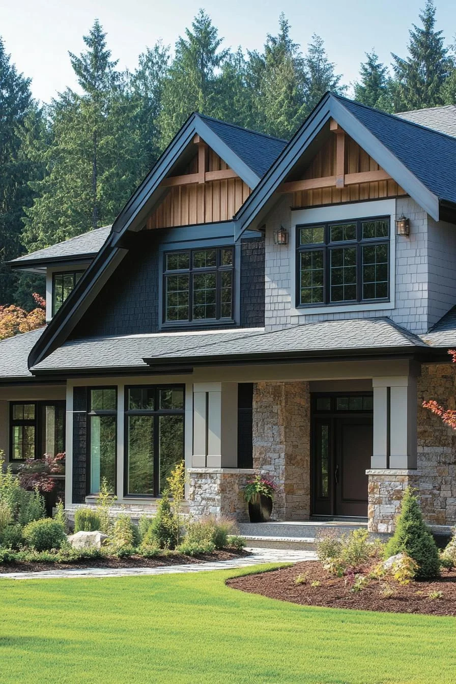 A Farmhouse Facade Framed by Forest