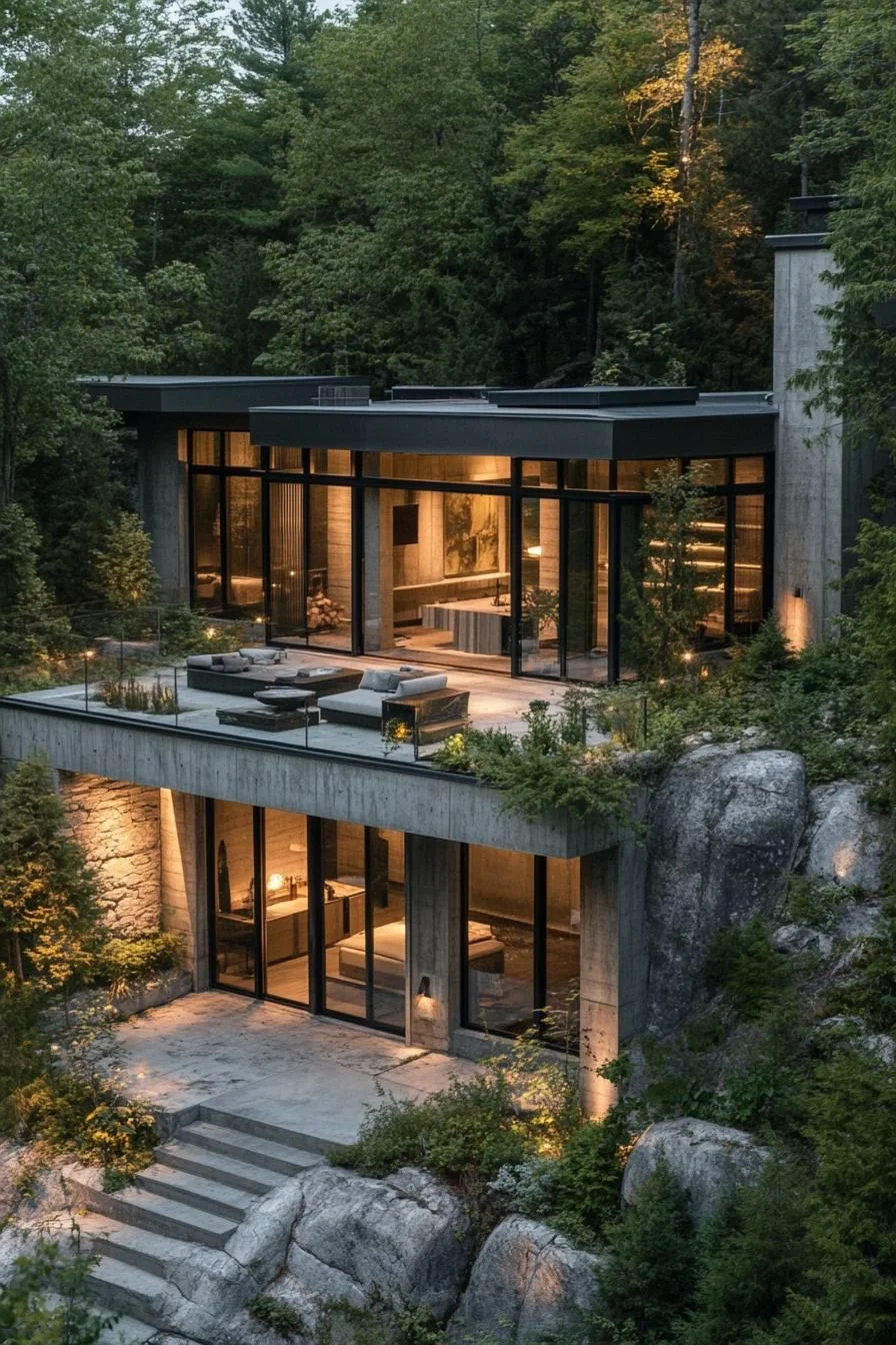 Sleek Slope House in Lush Woods