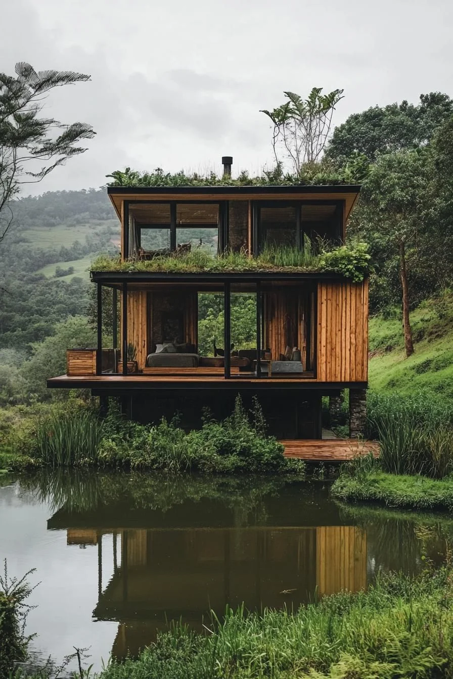 Rooftop Garden Timber Cabin Design