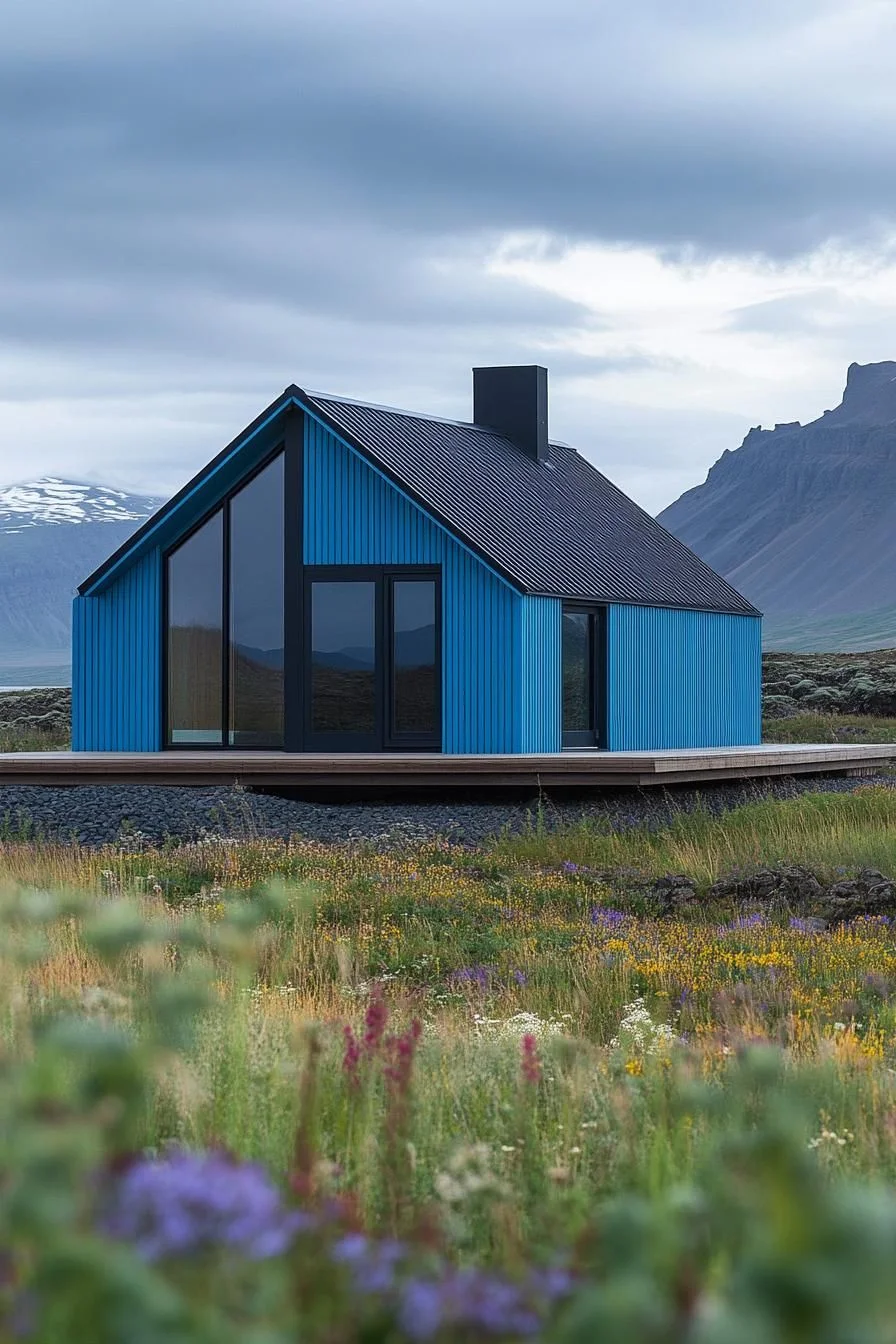 Bold Blue Barndominium Design
