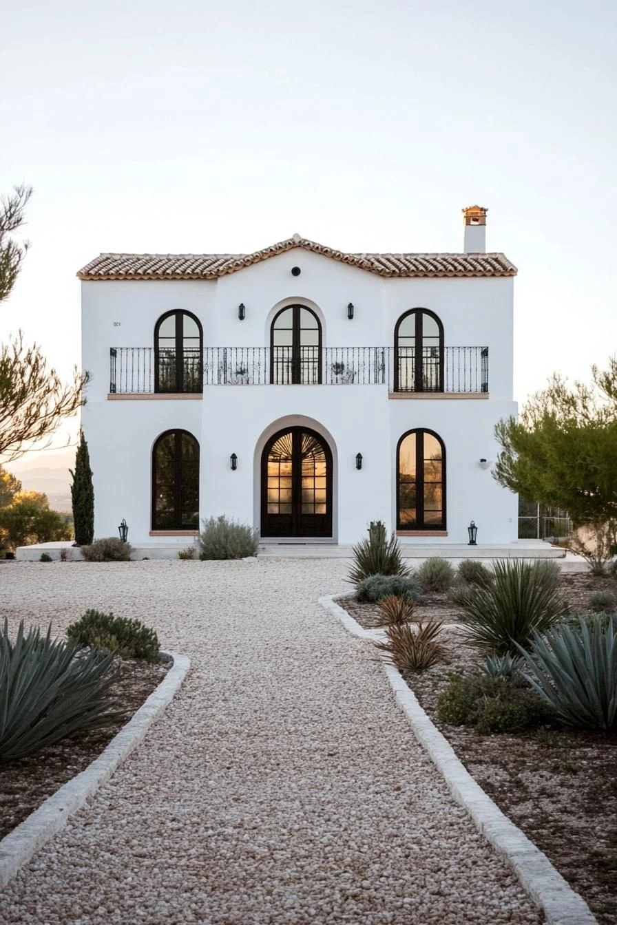 A Two-Story Home with Arched Charm