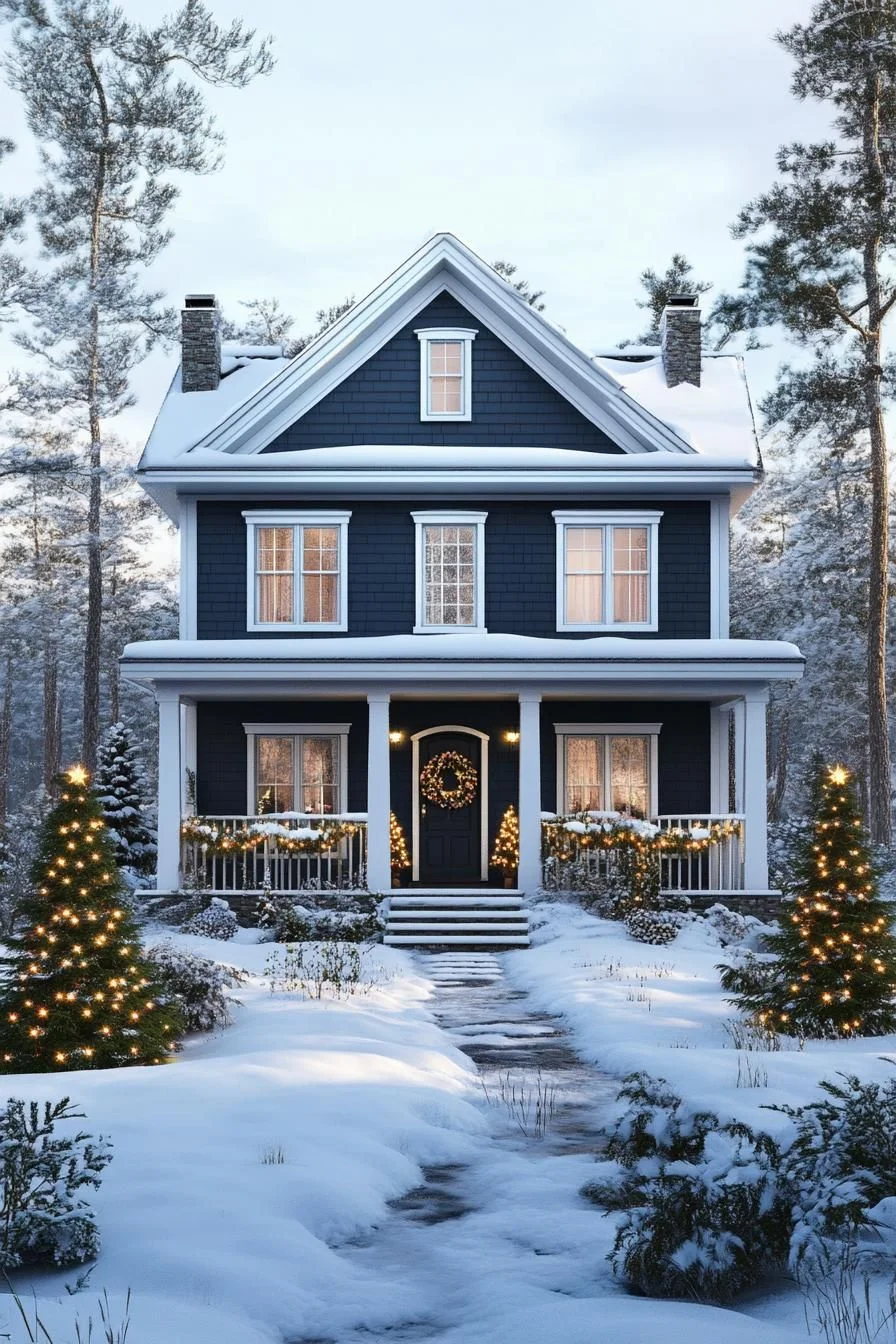 Charming Christmas House Glowing in Winter's Embrace