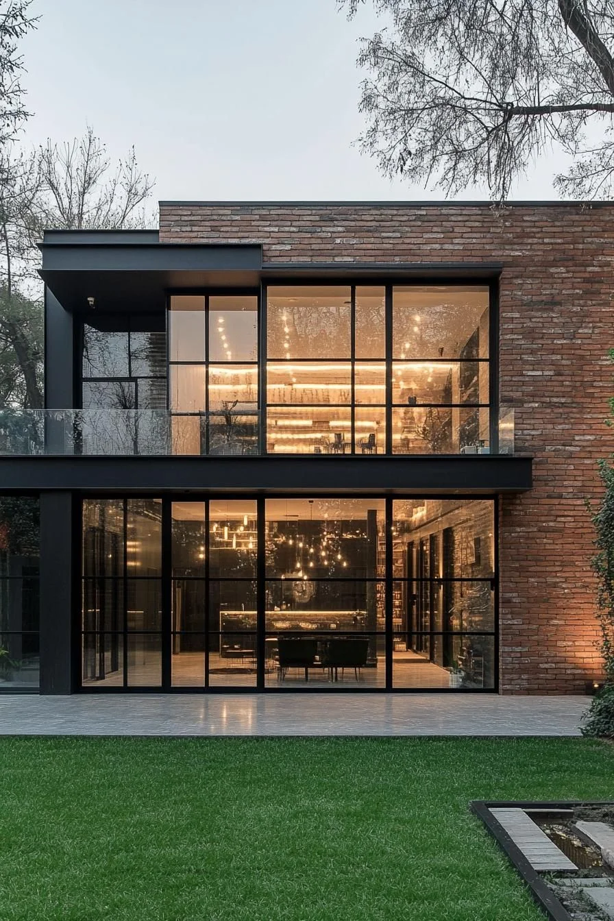 Brick House With Wraparound Glass Views