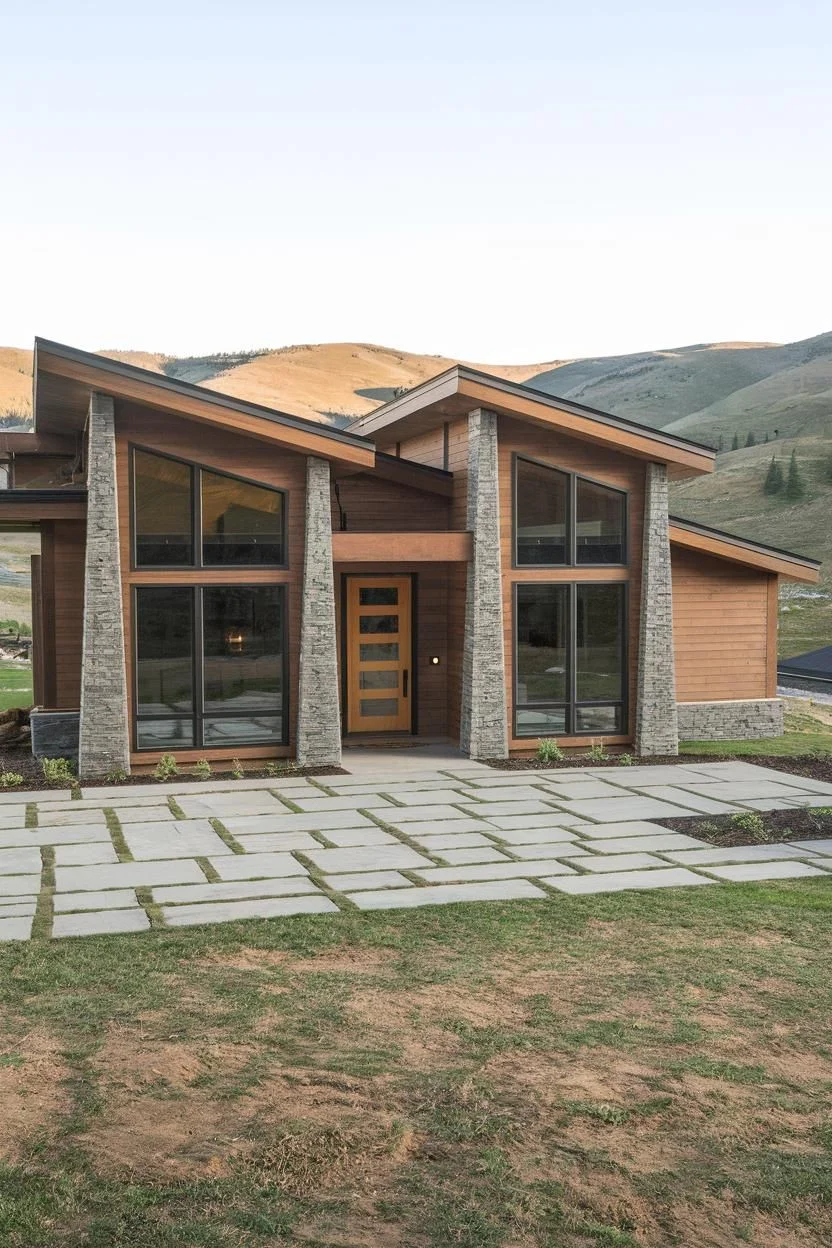 Asymmetrical Mountain Cabin Design