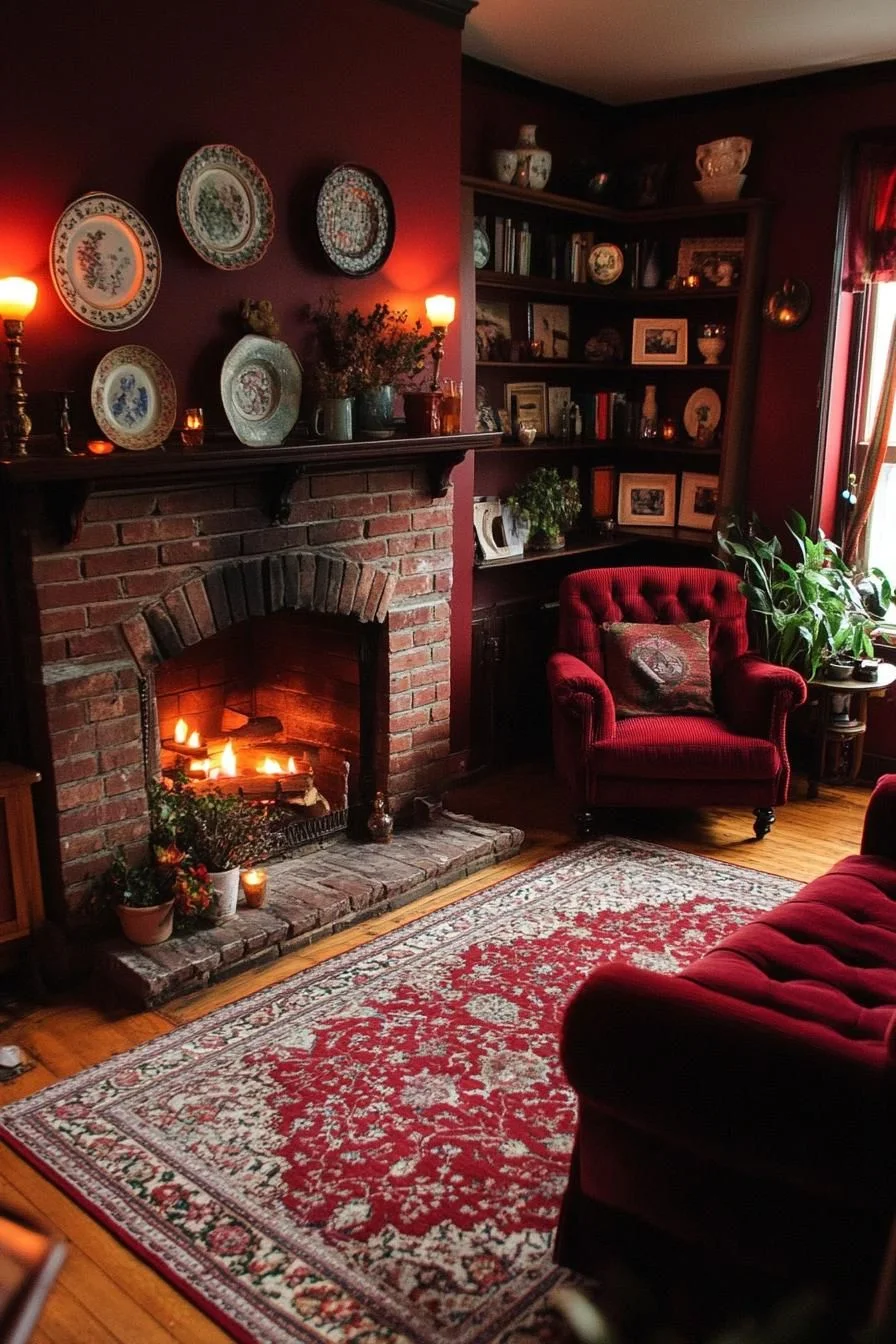 A Gothic Cottage Living Room With Cozy Charm