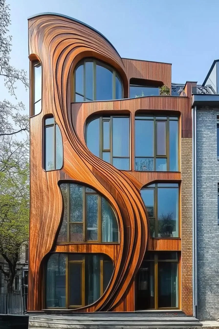 Wavy Timber Facade in Harmony