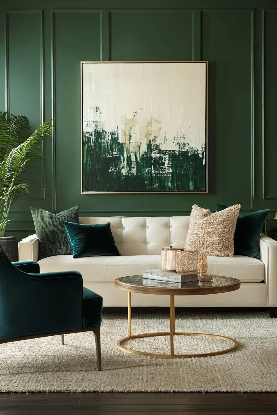 Emerald Green Mid-Century Living Room
