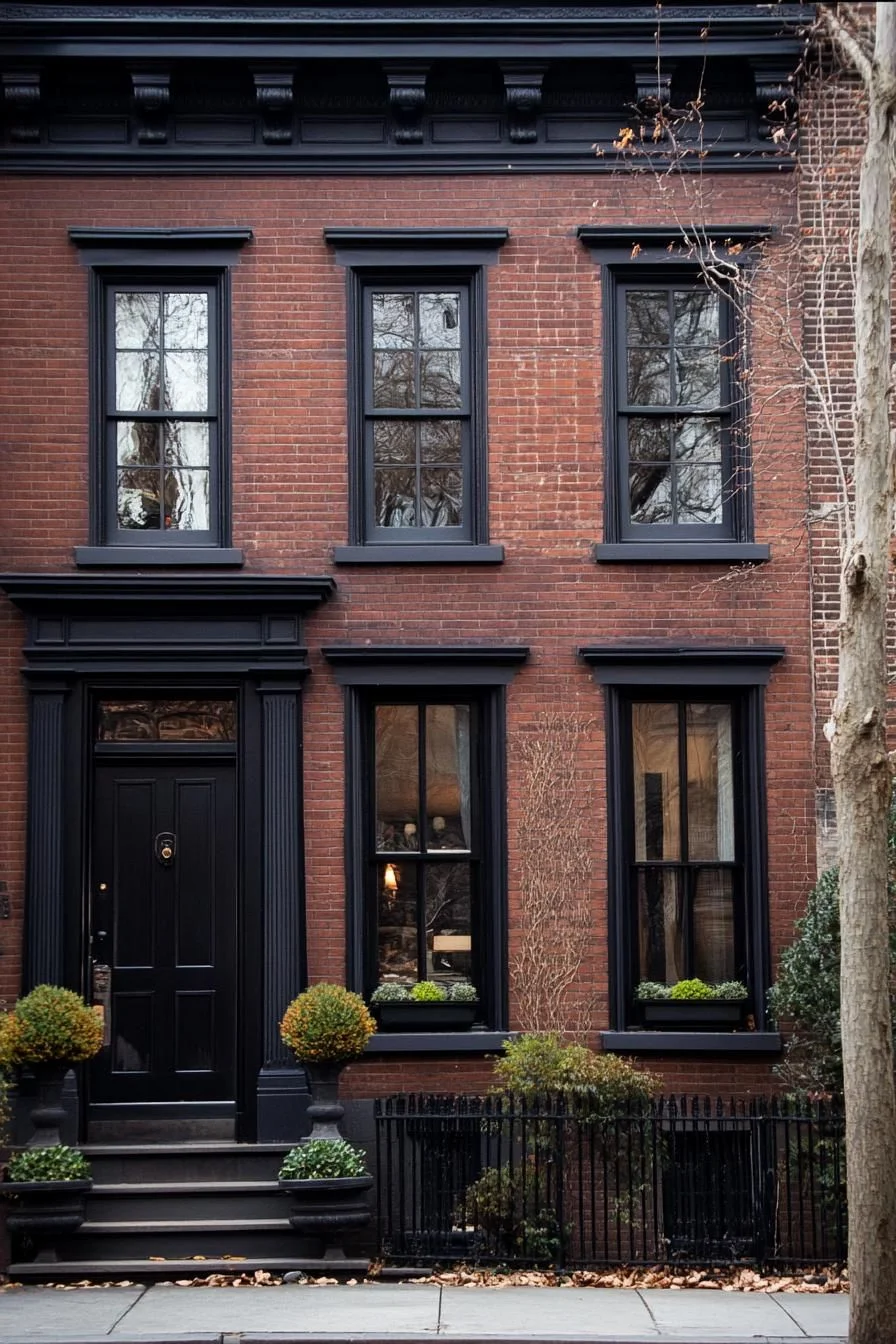 Brick Bungalow Style With Black Trim Details