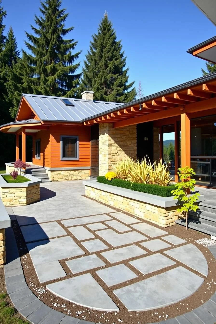 Vibrant Rancher with a Geometric Walkway