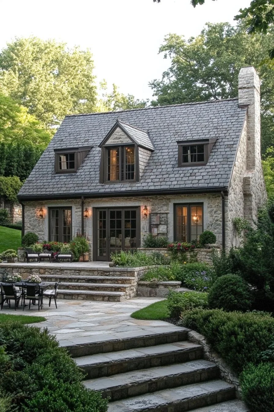 A Stone Cottage Glowing in the Garden