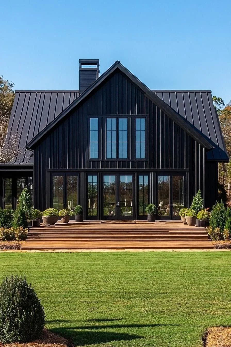 A Contemporary Black Barndominium