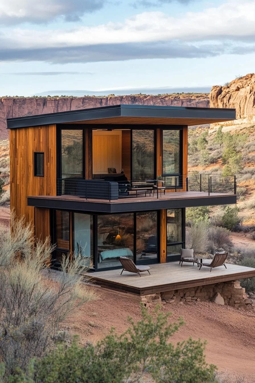 Multi-Level Timber Cabin With Loft